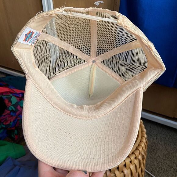 Vintage Nissin Cream Trucker Hat with UGLY Teddybear Patch Adjustable Snap Back - Picture 8 of 10